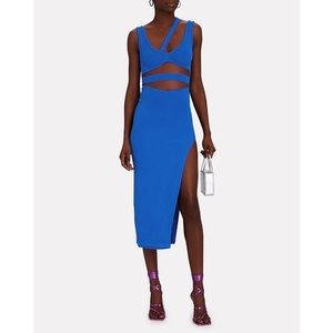Lama Jouni Cut-Out Jersey Midi Dress in Electric Blue